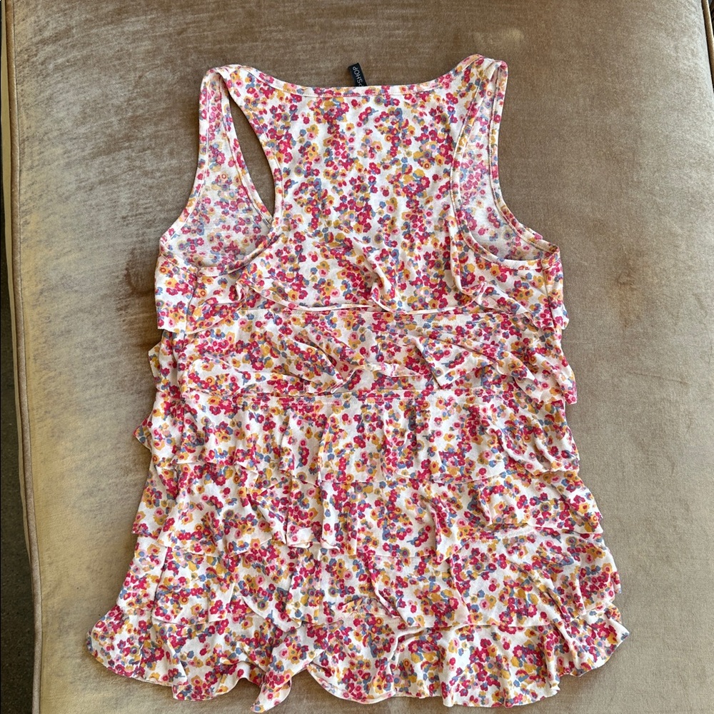 Floral Top Shop Blouse Tank top Racer back Covered with frills Cutest GentlyWorn